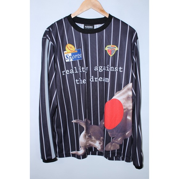 Pleasures Other - Pleasures Men's Large Black White Striped Long Sleeve Graphic T-Shirt